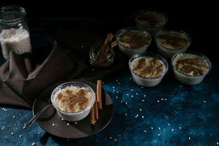 Dessert rice pudding for Easterの写真素材