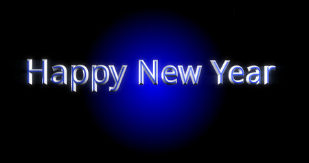 Happy New Year neon sign on a black background, 3D rendering.の写真素材
