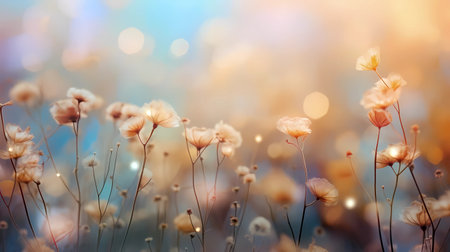 Flower background with bokeh effect, soft focus, toned, Generation AI illustrations.の素材