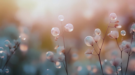 Beautiful flower background with soft focus and bokeh effect, Generation AI illustrations.の素材