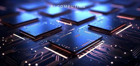 Abstract background, 3D rendering AI Computing concept, Generation AI illustrations.の素材