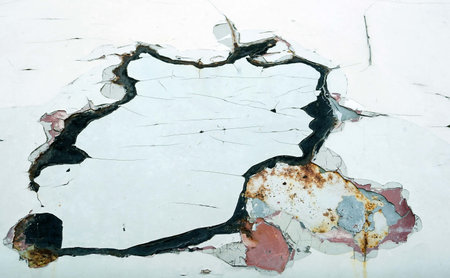 Abstract background of cracked surface paint on the old body car for texture and backgroundの写真素材