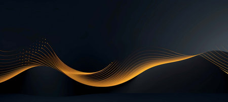 Abstract dark background with golden lines. Vector illustration for your design, Generations AI illustrations.の素材