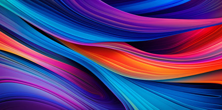 abstract colorful background with smooth lines in blue, purple and pink colors, Generative AI illustrations.の素材