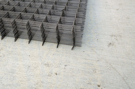 Steel mesh for reinforcement  concrete in construction site, constructions concepts.