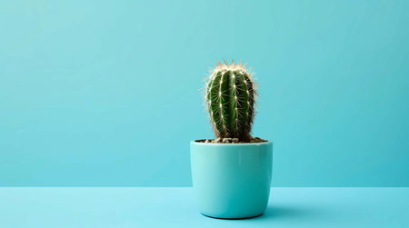 Cactus in a pot on a blue backgroundb Minimal concept, Generative AI illustrations.の素材