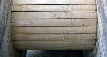 Wooden stairs in the park, close-up. Background.の写真素材