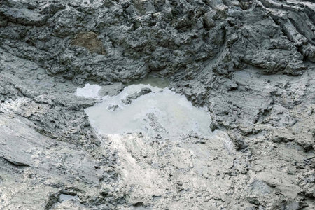 Close-up of the surface of the rock in the quarry.の写真素材