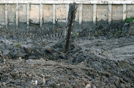 Drainage drainage system in the city, closeup of photoの写真素材