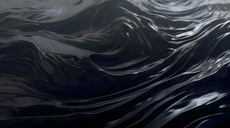 Abstract black background with smooth lines and waves, 3d render illustration, Generative AI illustrations.の素材