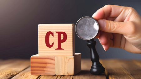 Initial Public Offering acronym on wooden cubes with magnifying glass, Generative AI illustrations.の素材