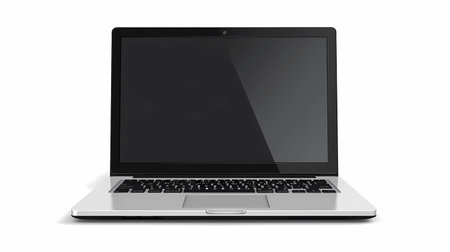 Laptop with blank screen isolated on white background,  Generative AI illustrations.の素材