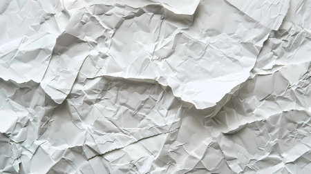 White crumpled paper background and textture, generative AI illustrations.の素材