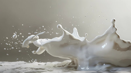 splashing milk isolated on white background, Generative AI illustrations.の素材