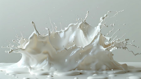 Splash of milk on a white background, Generative AI illustrations.の素材