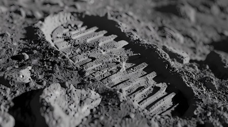 3d rendering of car tire tracks in black and white color, Generative AI illustrations.の素材