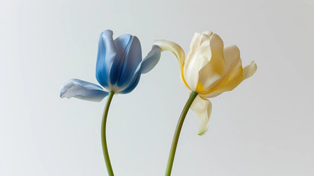 Tulips on a white background, A bouquet of flowers, Generative AI illustrations.の素材