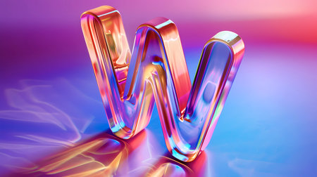3d rendering of letter W in vibrant colors, Generative AI illustrations.の素材