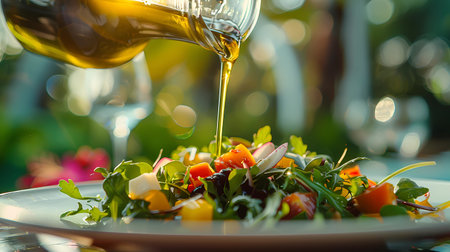 Fresh salad with arugula, tomatoes, cheese and olive oilの素材