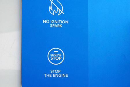 Close up of a blue signboardの写真素材