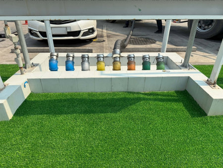 Gas tank with green grass.の写真素材
