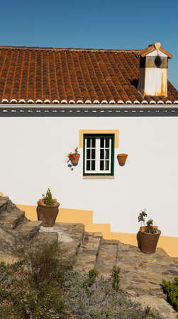 Typical white rustic house from Marvao, Alentejo, Portugalの写真素材