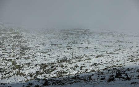 Snowy mountains in Serra da Estrela Natural Park, Portugal, November 2020.の写真素材