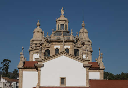 Rear facade of Sao Miguel de Refojos monastery in Cabeceiras de Basto, Portugalの写真素材