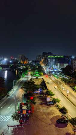 View of the Chao Phraya River at night.