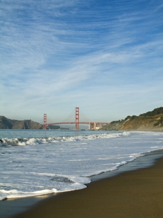 Golden Gate Bridge and Baker Beachの写真素材