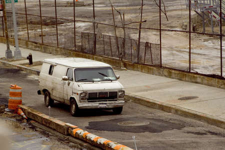 Old seventies-style car in Brooklyn, New York Cityの写真素材