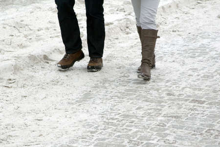 Walking in the snowの写真素材