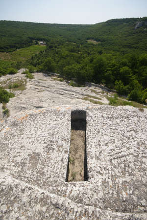 Ukrainian cave town of Eski Kermen on Crimea