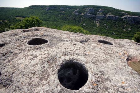 Ukrainian cave town of Eski Kermen on Crimeaのeditorial素材