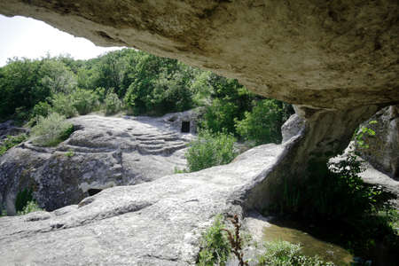 Ukrainian cave town of Eski Kermen on Crimeaのeditorial素材