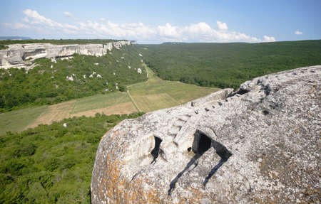 Ukrainian cave town of Eski Kermen on Crimea