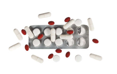 Medication and pills isolated on white background
