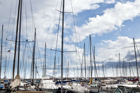 Yachts and sailboats in Marinaの写真素材