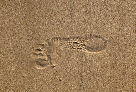 Footsteps in sand at sundown