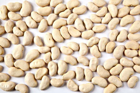 White kidney beans on white background