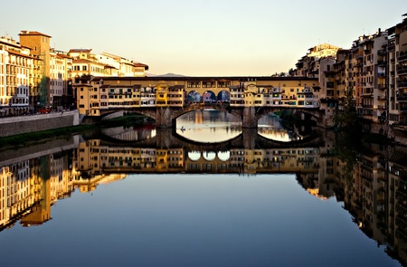 Ponte Vecchio at sunset in Florence, Italy の写真素材