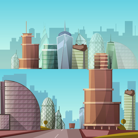 Cityscape. City and nature vectorのイラスト素材