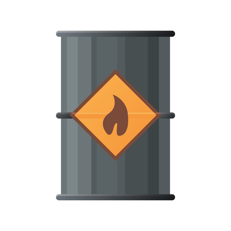 Black oil barrel icon. Flat illustration of black oil barrel vector iconのイラスト素材