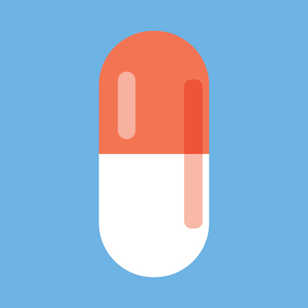 White and red pills or capsules. Vector illustrationのイラスト素材