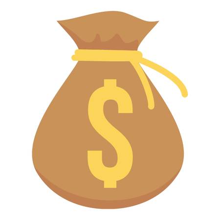 Bag money icon, flat styleのイラスト素材