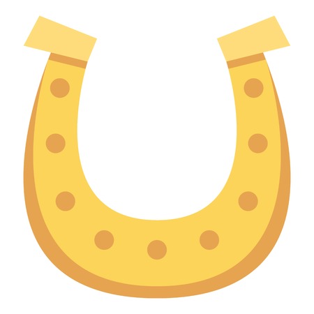 Golden horseshoe icon. Flat illustration of golden horseshoe vector icon for webのイラスト素材