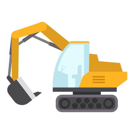 Excavator icon, flat styleのイラスト素材