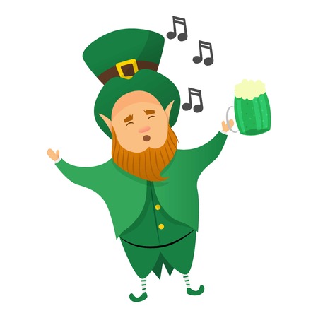 Leprechaun icon, cartoon style vector illustrationのイラスト素材