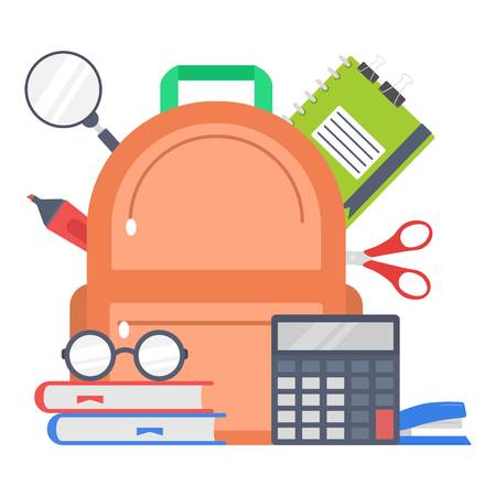 Supplies school design, flat styleのイラスト素材
