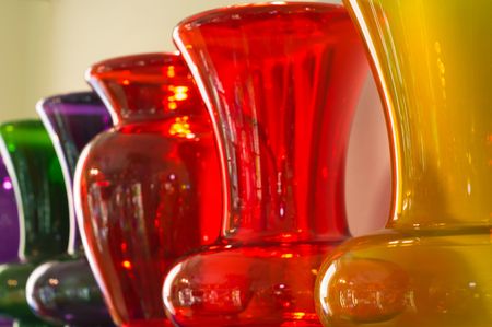 Row of colored vasesの写真素材